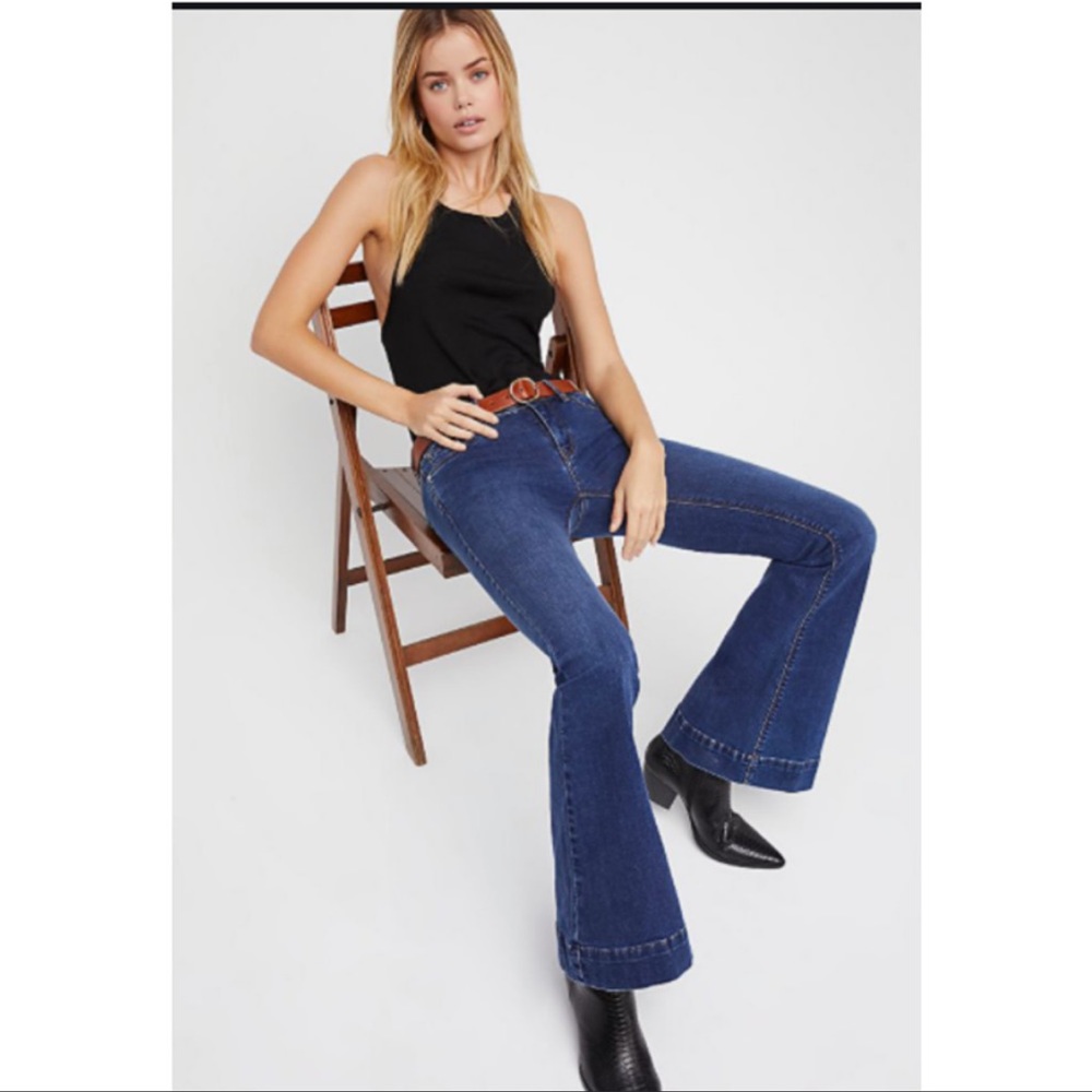 Free People High Rise Flare Jeans, 90’s, Y2K, Boho, Size 31